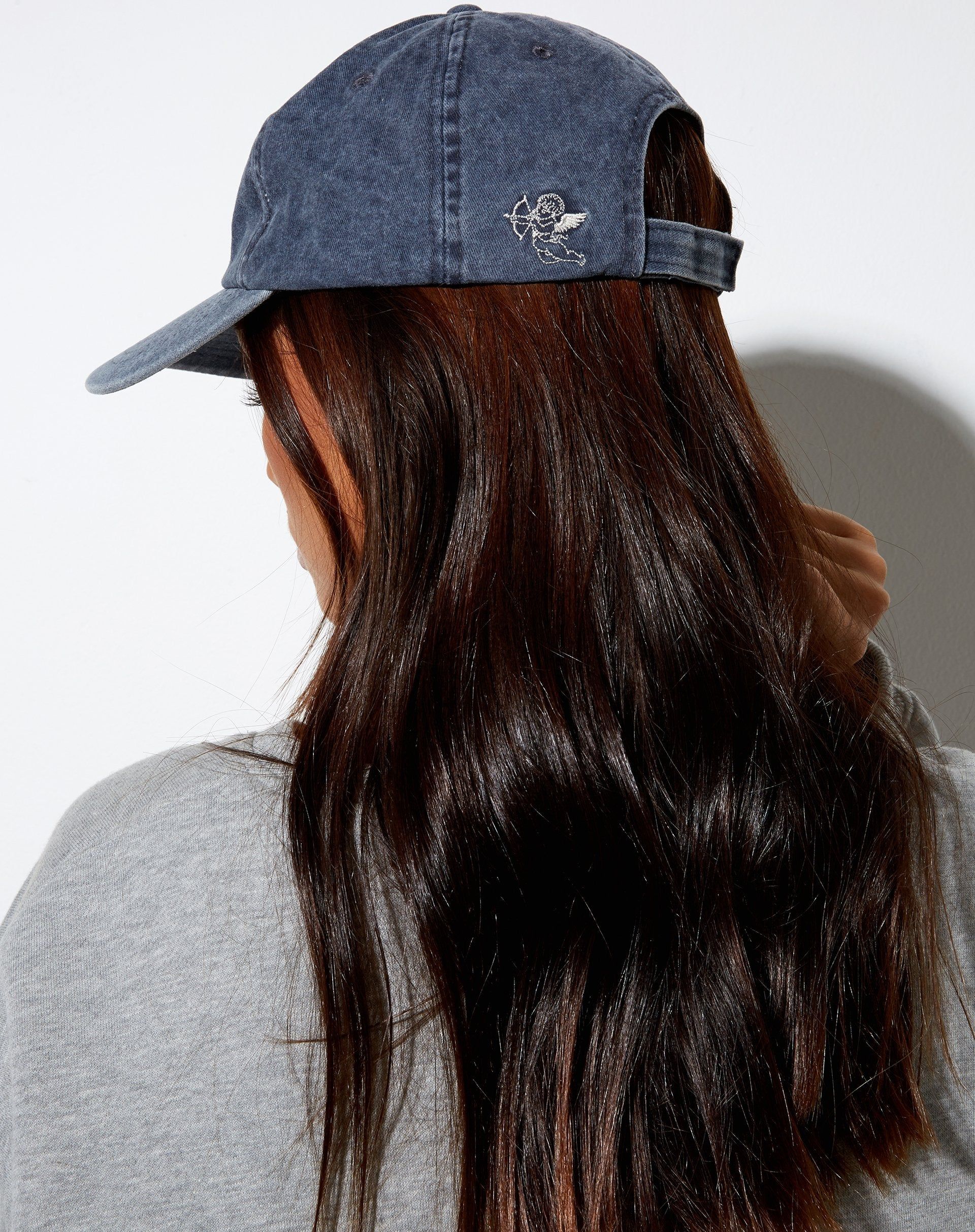 Vintage Hat in Mineral Blue with Angel Cherub Embro sold by Motel Rocks product image thumbnail 2