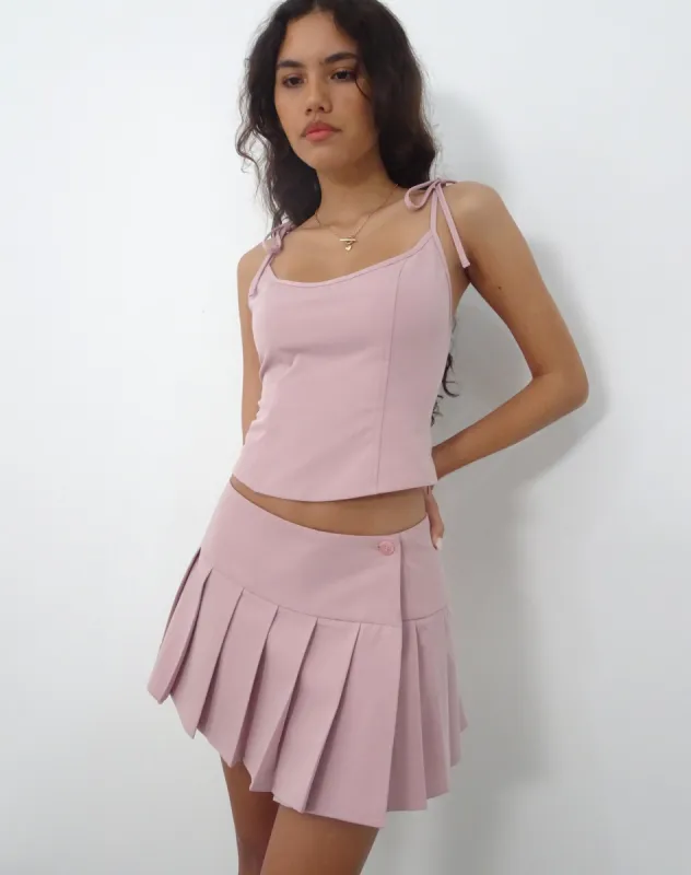 Kiona Corset Top in Pink Tailoring sold by Motel Rocks