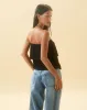Jimin Layered Bandeau Top in Crinkle Black sold by Motel Rocks