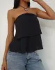 Jimin Layered Bandeau Top in Crinkle Black sold by Motel Rocks