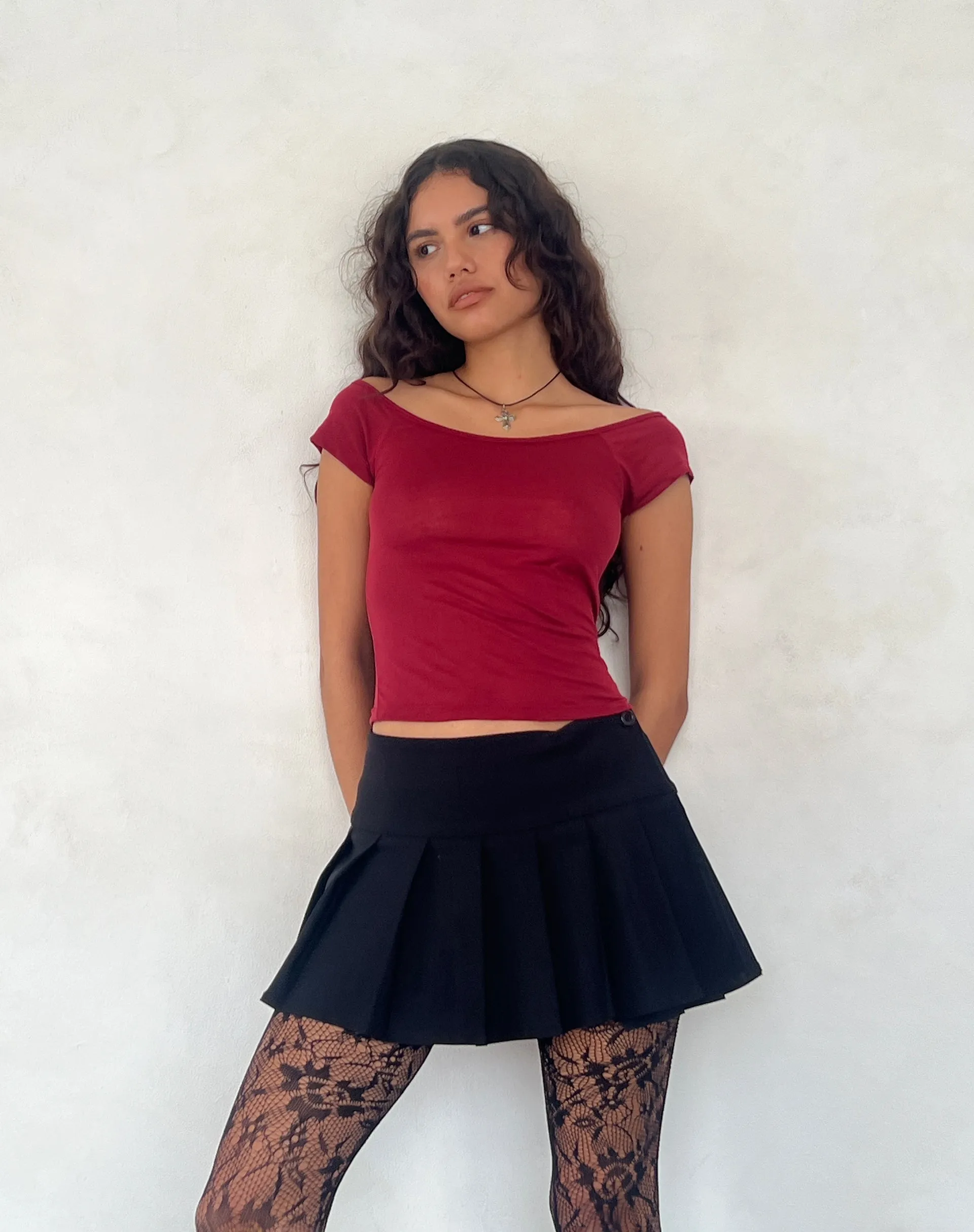 Charya Off The Shoulder Top in Adrenaline Red sold by Motel Rocks product image thumbnail 2