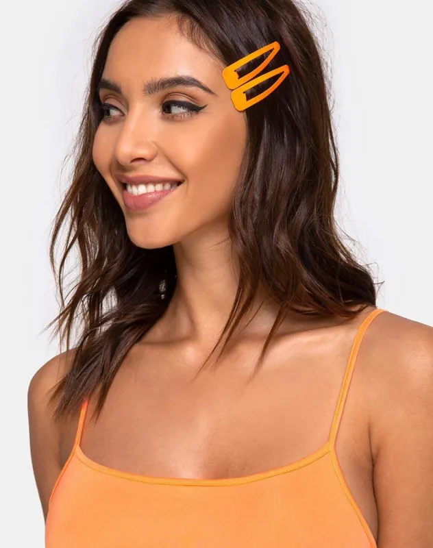 Neon Hair Clip Set in Orange sold by Motel Rocks