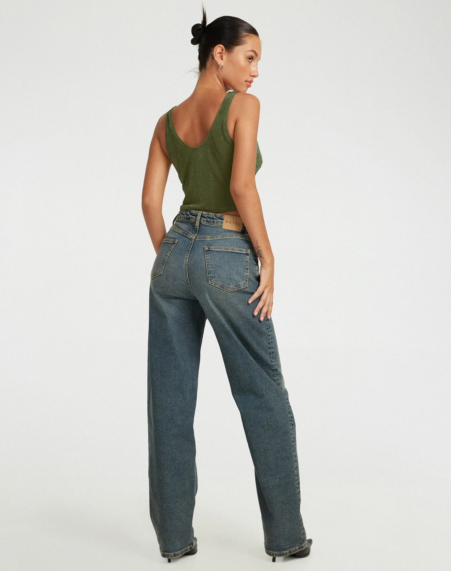 Masayo Crop Top in Khaki sold by Motel Rocks product image thumbnail 4