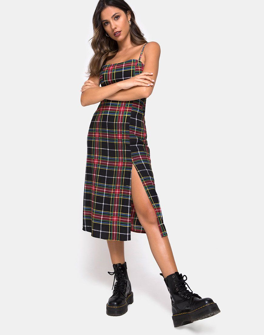 Kaoya Dress in Plaid Red Green Yellow Black sold by Motel Rocks product image thumbnail 4