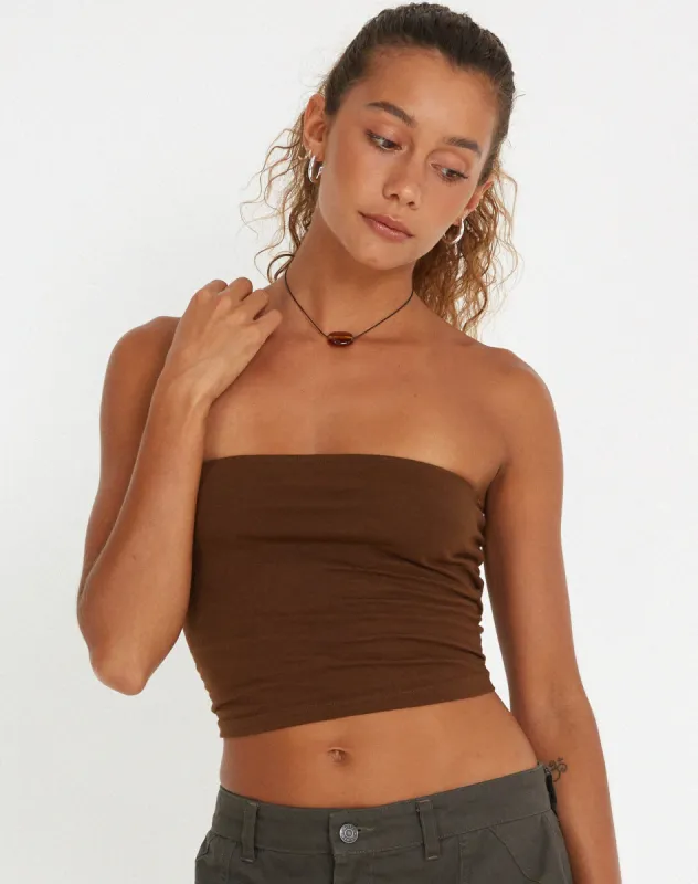 Shae Bandeau Top in Cocoa sold by Motel Rocks