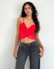 Cojira Lace Butterfly Top in Big Rose Red sold by Motel Rocks