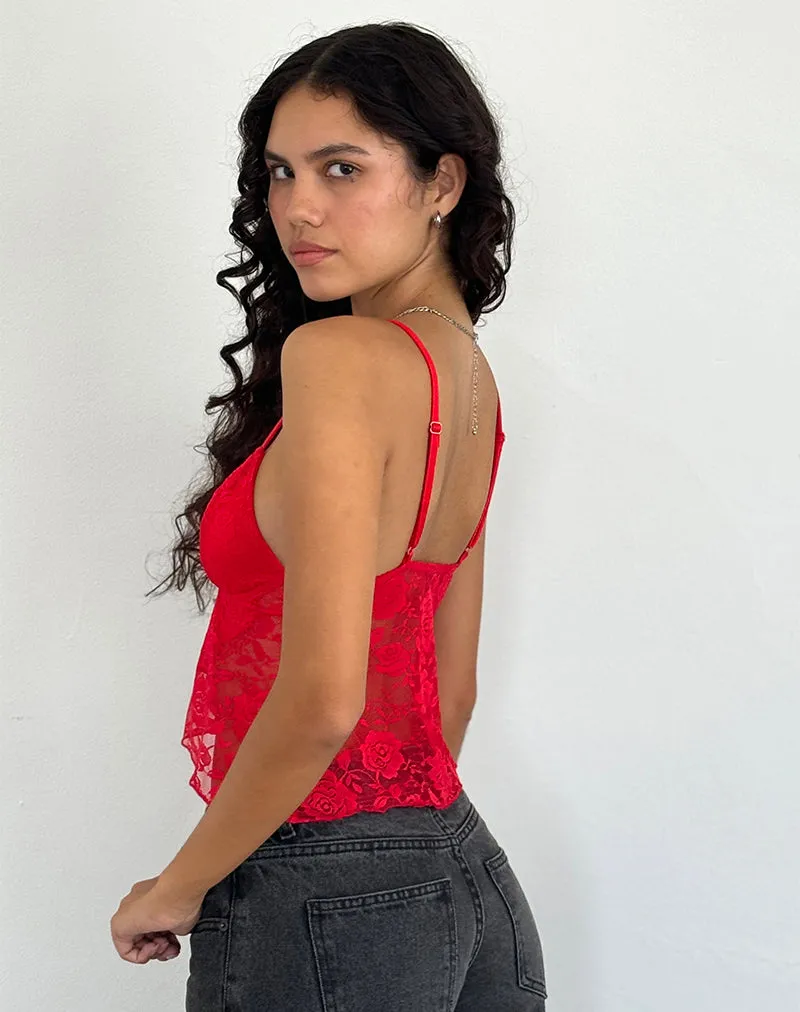 Cojira Lace Butterfly Top in Big Rose Red sold by Motel Rocks product image thumbnail 4