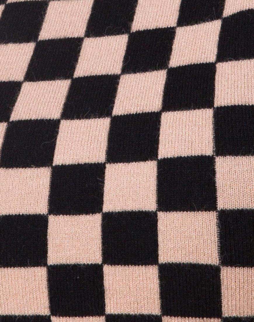 Nelle Crop Top in Checkerboard Tan sold by Motel Rocks product image thumbnail 5