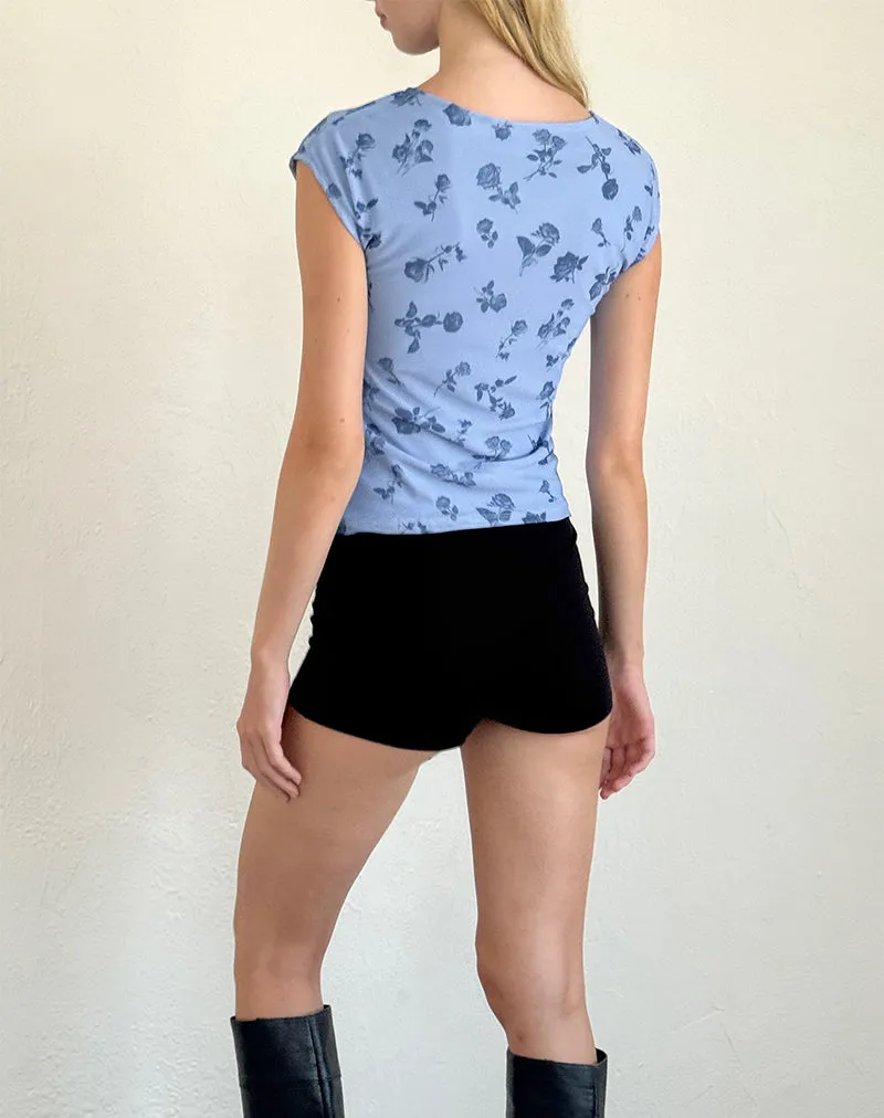 Nova Top in Inky Blue Floral Mesh sold by Motel Rocks product image thumbnail 4