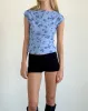 Nova Top in Inky Blue Floral Mesh sold by Motel Rocks