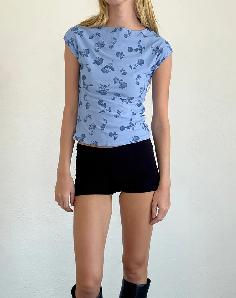 Nova Top in Inky Blue Floral Mesh sold by Motel Rocks product image thumbnail 3