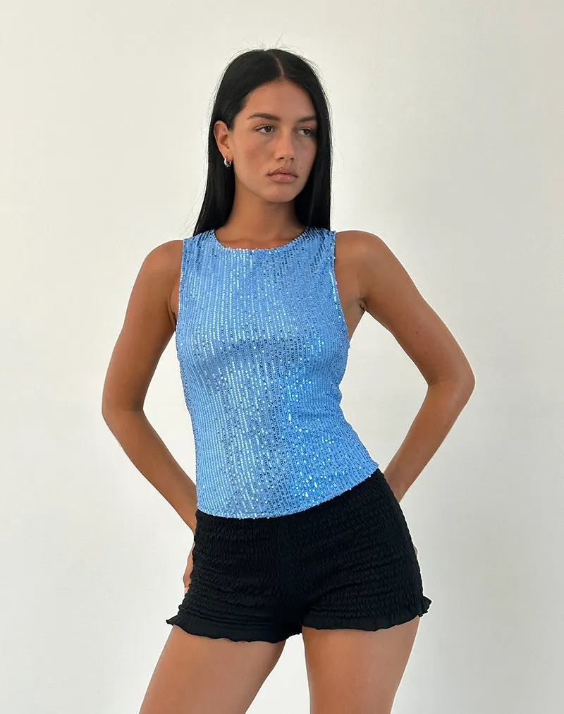Hala Top in Drape Mini Sequin Light Blue sold by Motel Rocks product image thumbnail 2