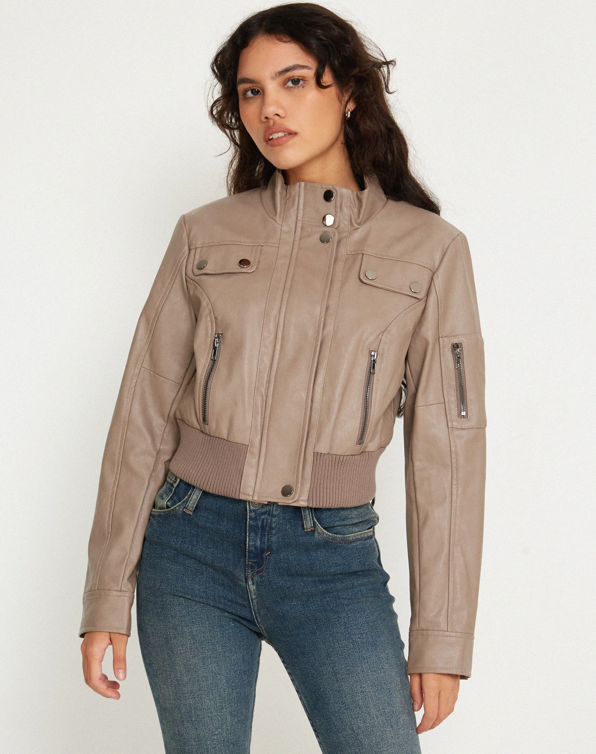 Loviana Jacket in PU Putty sold by Motel Rocks product image thumbnail 4
