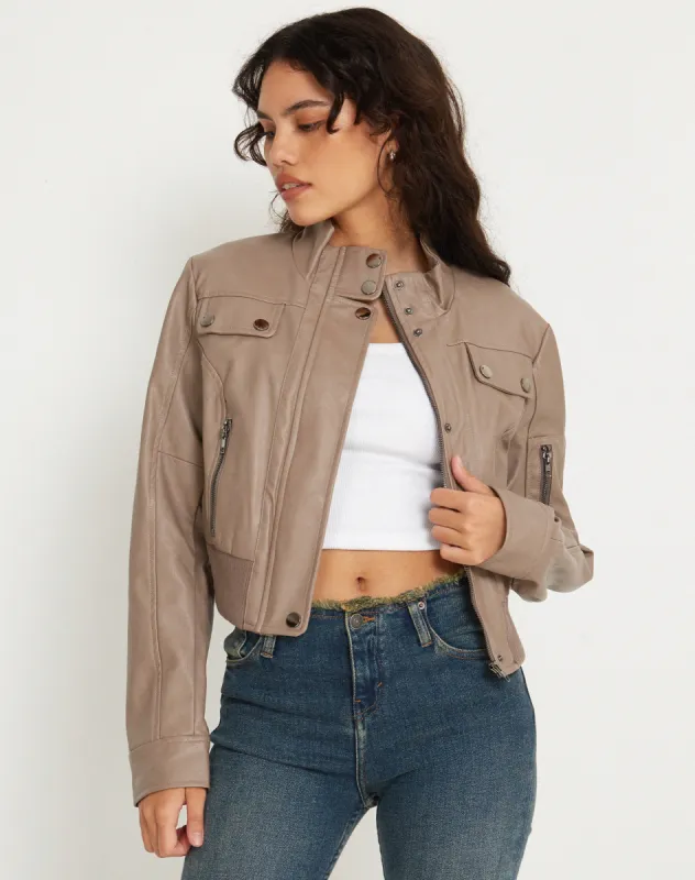 Loviana Jacket in PU Putty sold by Motel Rocks
