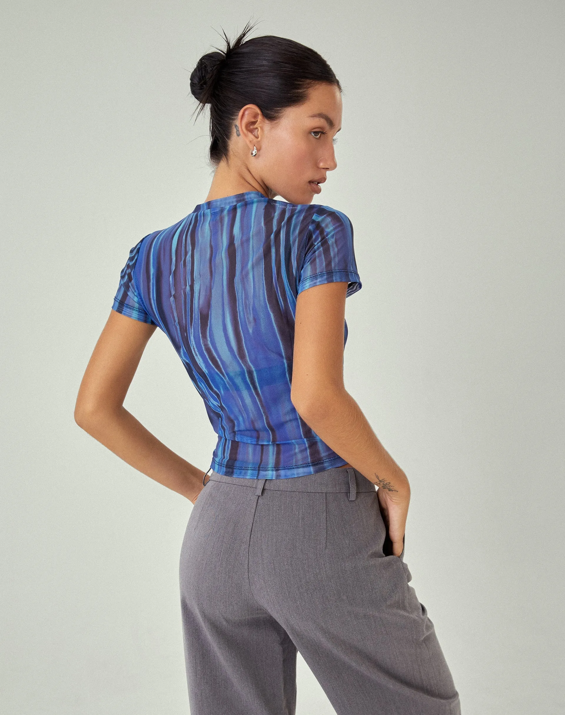 Zorani Short Sleeve Top in Colour Bleed Blue sold by Motel Rocks product image thumbnail 3