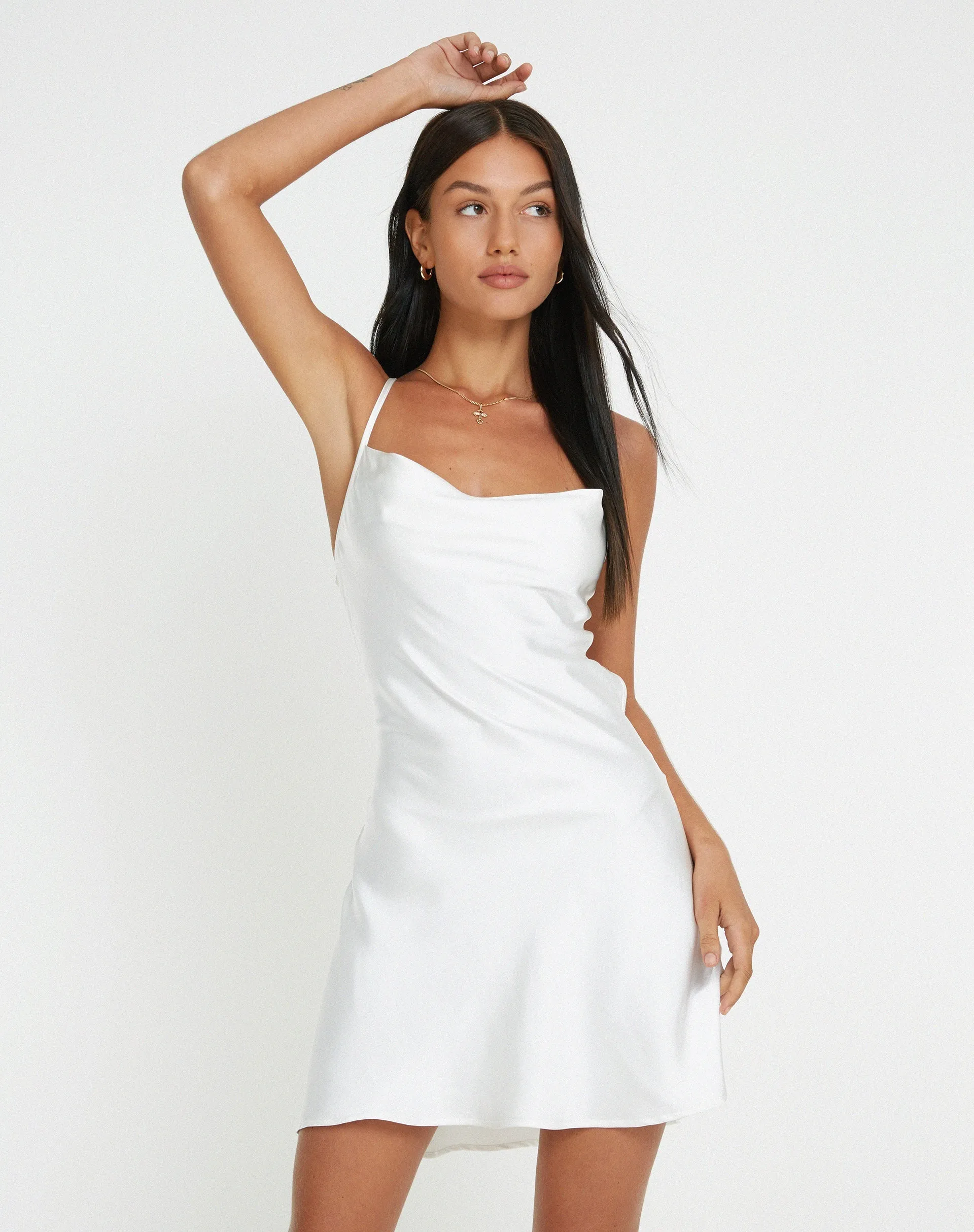 Zenita Mini Dress in Satin Ivory sold by Motel Rocks product image thumbnail 2