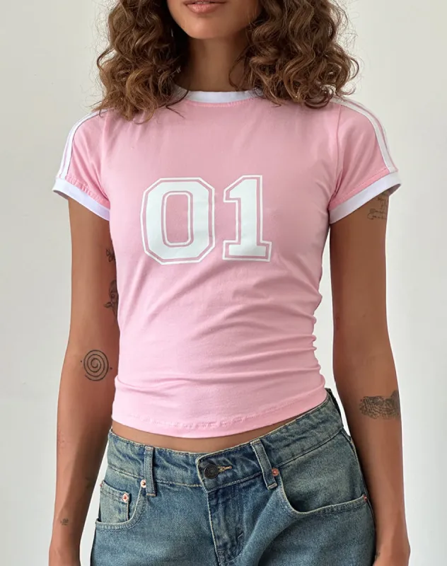 Salda Sporty Tee in Ballet Pink with White Binding sold by Motel Rocks