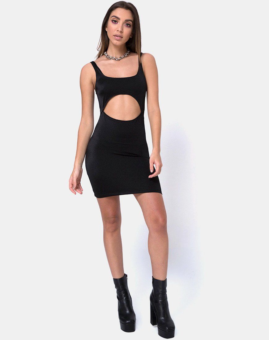 Hulana Dress in Nylon Spandex Black sold by Motel Rocks product image thumbnail 3