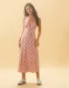 Jelika Midi Dress in Bohemian Batik Maroon Peach sold by Motel Rocks