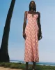 Jelika Midi Dress in Bohemian Batik Maroon Peach sold by Motel Rocks