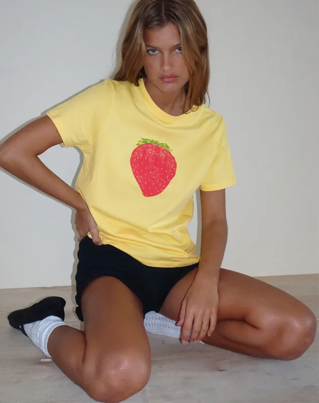 Saki Tee in Lemonade Oversized Strawberry sold by Motel Rocks
