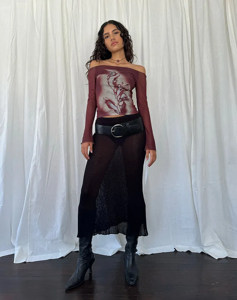 Tanisha Midi Skirt in Rib Knit Black sold by Motel Rocks product image thumbnail 2