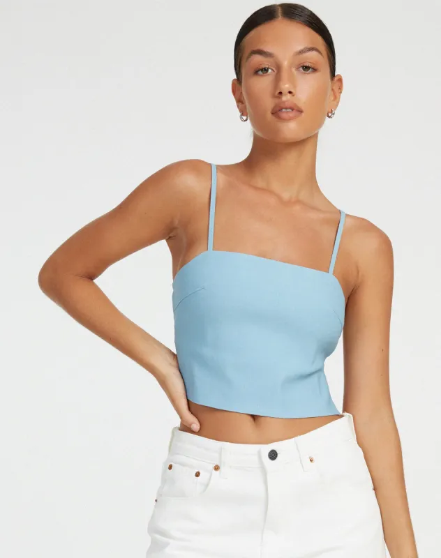Merita Crop Top in Light Blue sold by Motel Rocks