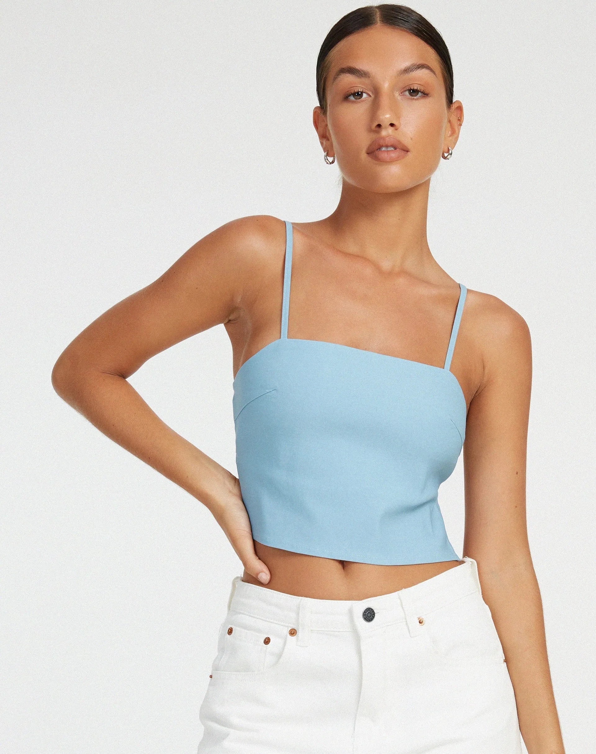 Merita Crop Top in Light Blue sold by Motel Rocks