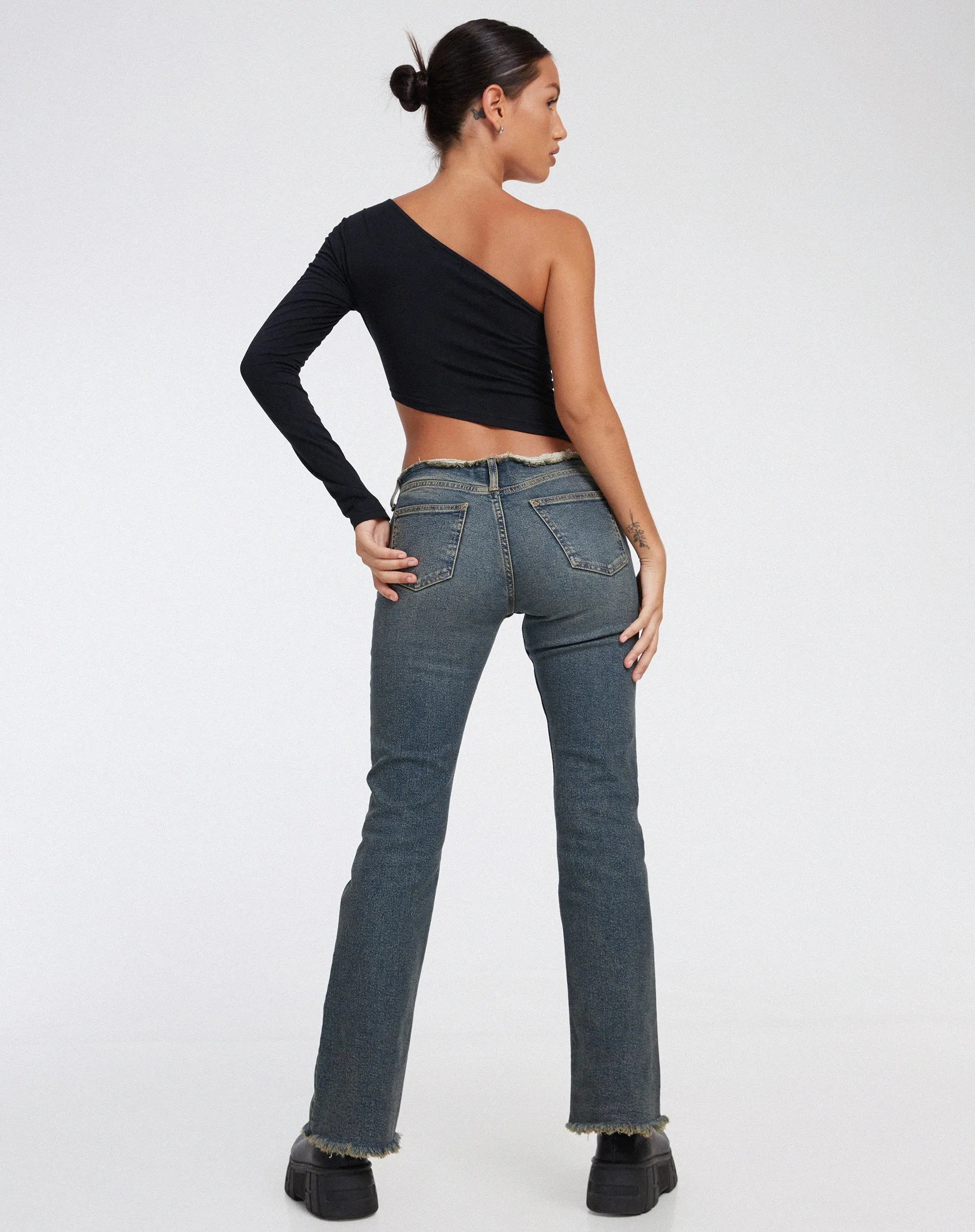 Baylee Crop Top in Lycra Black sold by Motel Rocks product image thumbnail 4