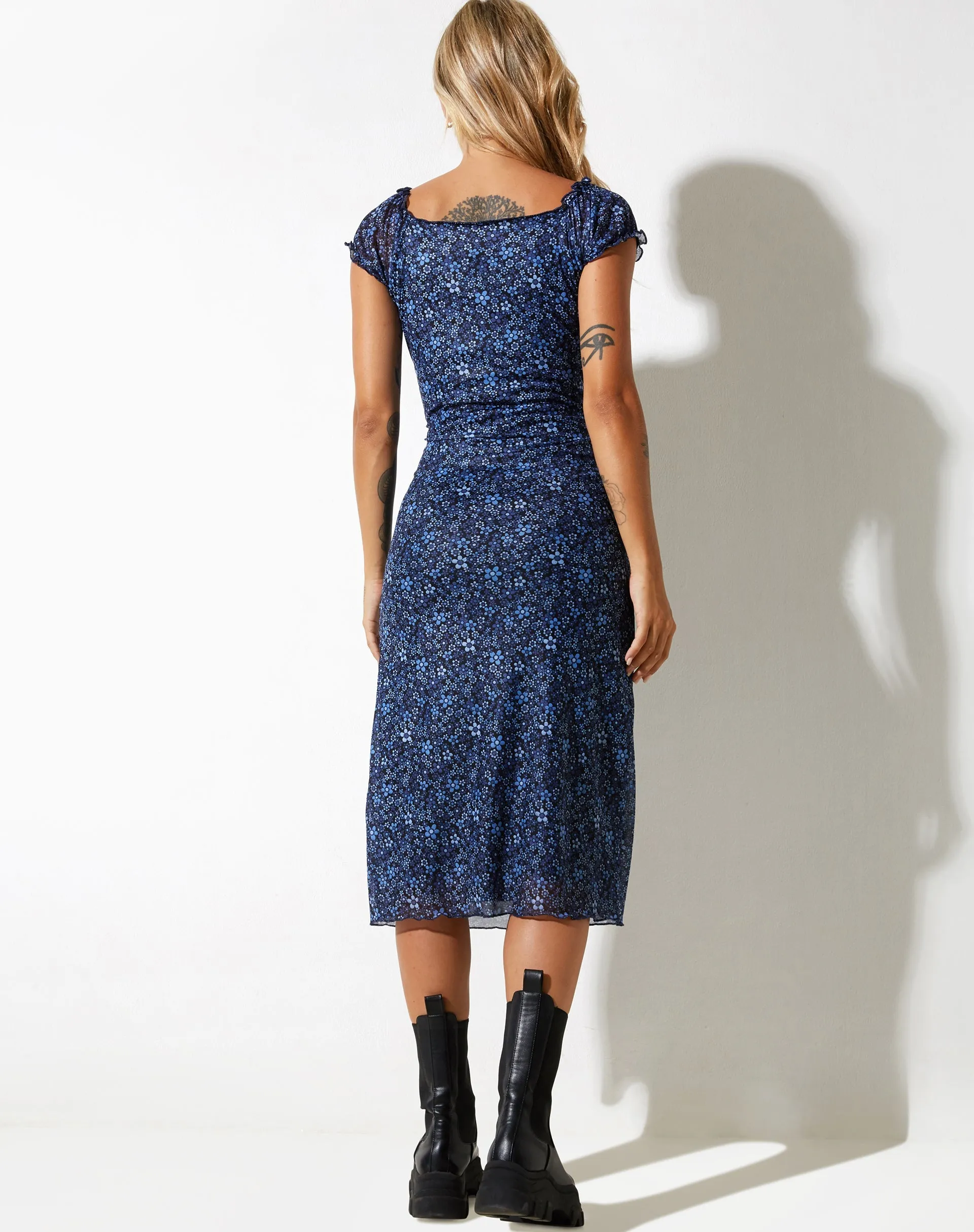Lona Midi Dress in Flower Garden Blue sold by Motel Rocks product image thumbnail 2