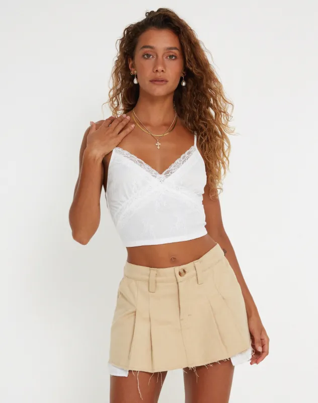 Yecaca Crop Top in Lace Ivory sold by Motel Rocks