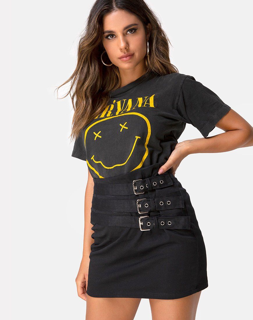 Tribel Mini Skirt in Black sold by Motel Rocks