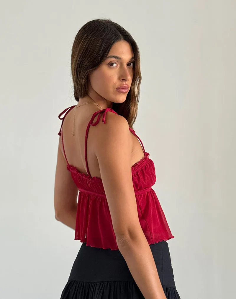 Damaris Cami Top in Red Cherry with Red Binding sold by Motel Rocks product image thumbnail 5