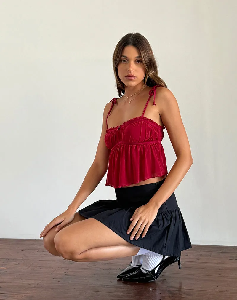 Damaris Cami Top in Red Cherry with Red Binding sold by Motel Rocks product image thumbnail 2