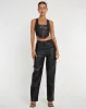 Zova Wide Leg Trouser in Pu Black sold by Motel Rocks