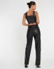 Zova Wide Leg Trouser in Pu Black sold by Motel Rocks