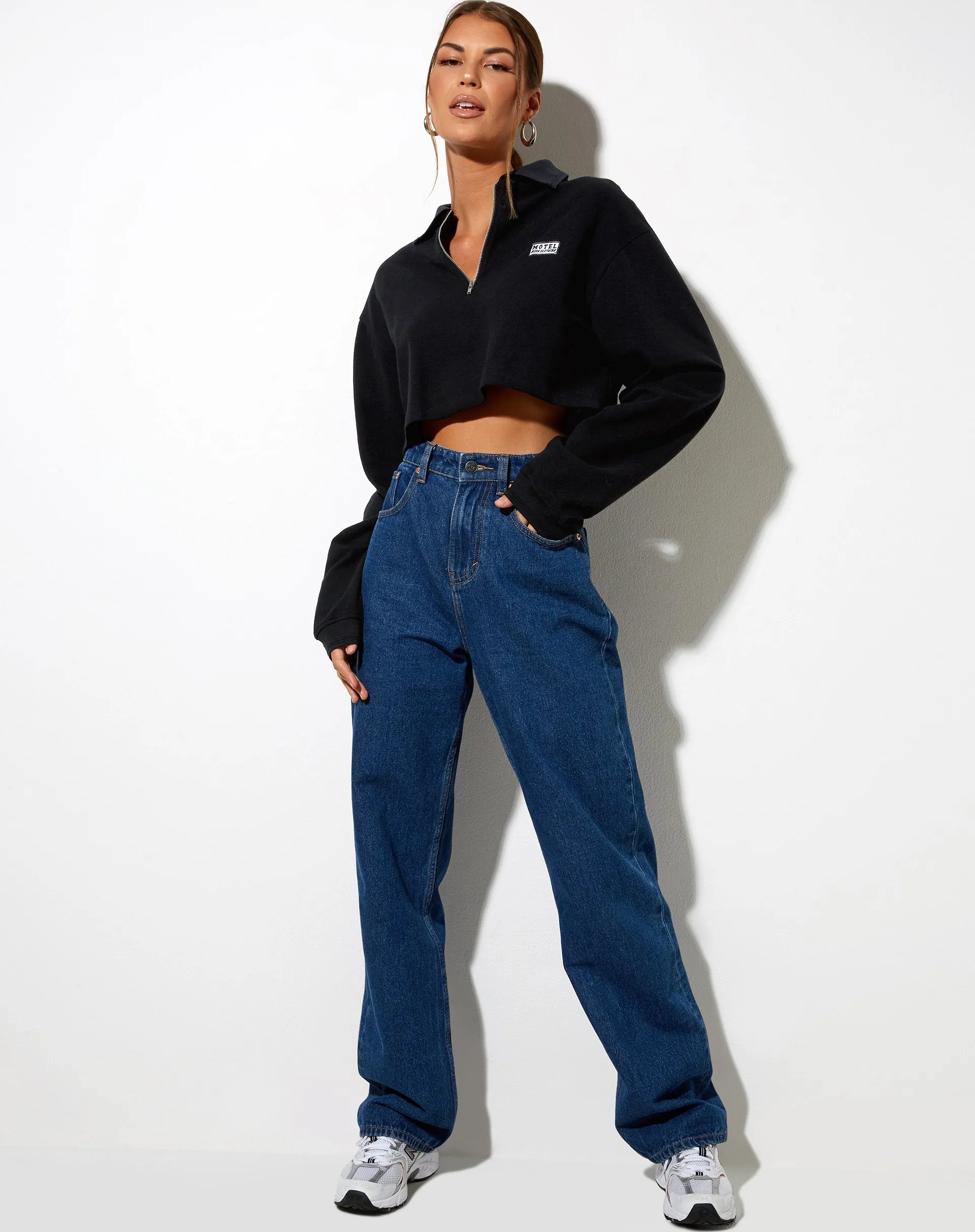 Gandi Crop Top in Black with Motel Work Clothing Label sold by Motel Rocks product image thumbnail 2