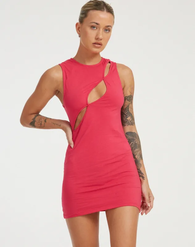 Inka Mini Dress in Fuschia Pink sold by Motel Rocks
