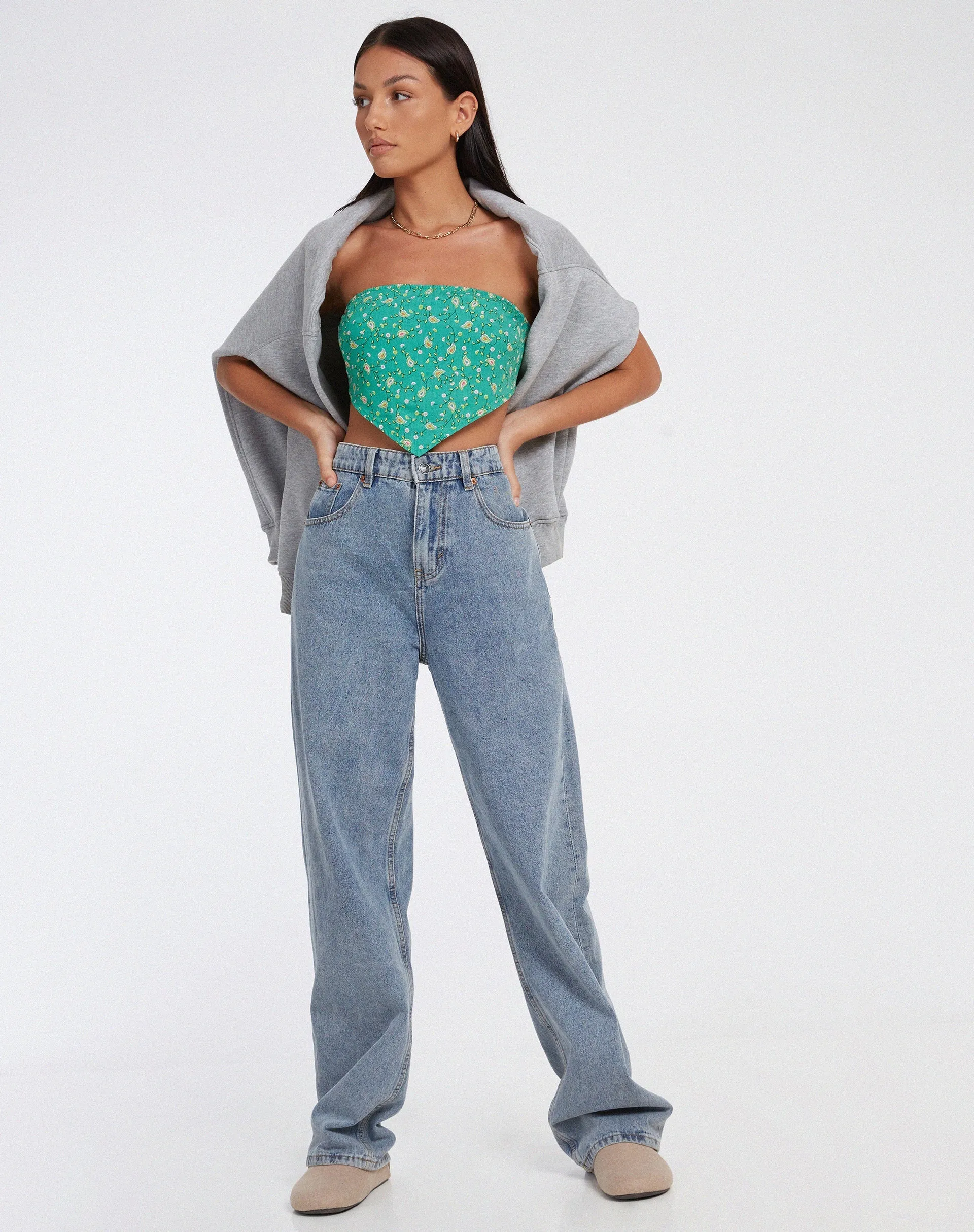 Nolda Crop Top in Paisley Fun Green sold by Motel Rocks product image thumbnail 5