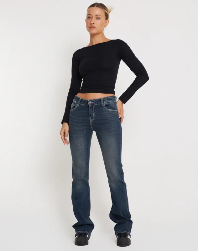 Amabon Long Sleeve Crop Top in Black made by Motel Rocks