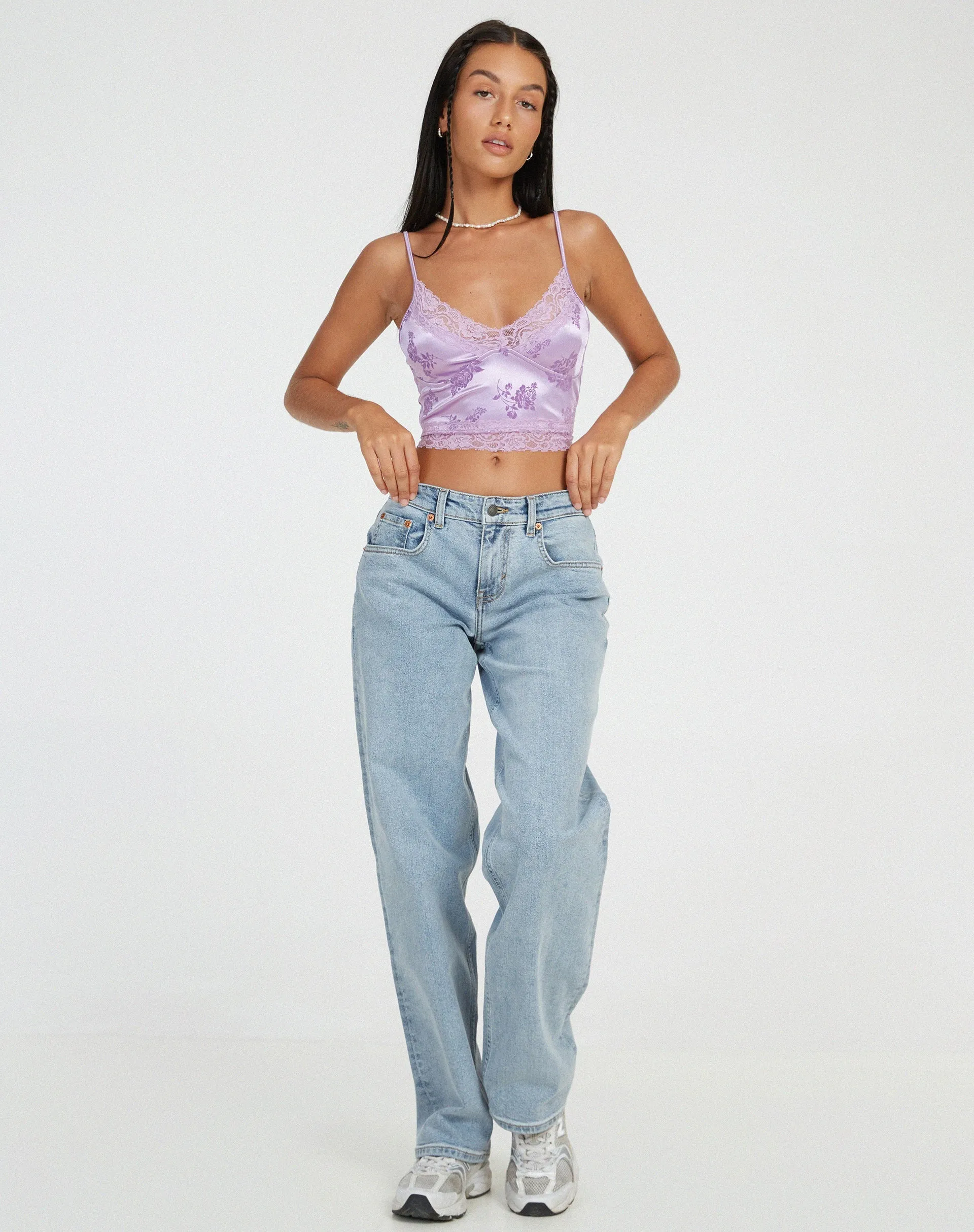 Dyrana Crop Top in Rose Flock Lilac sold by Motel Rocks product image thumbnail 3