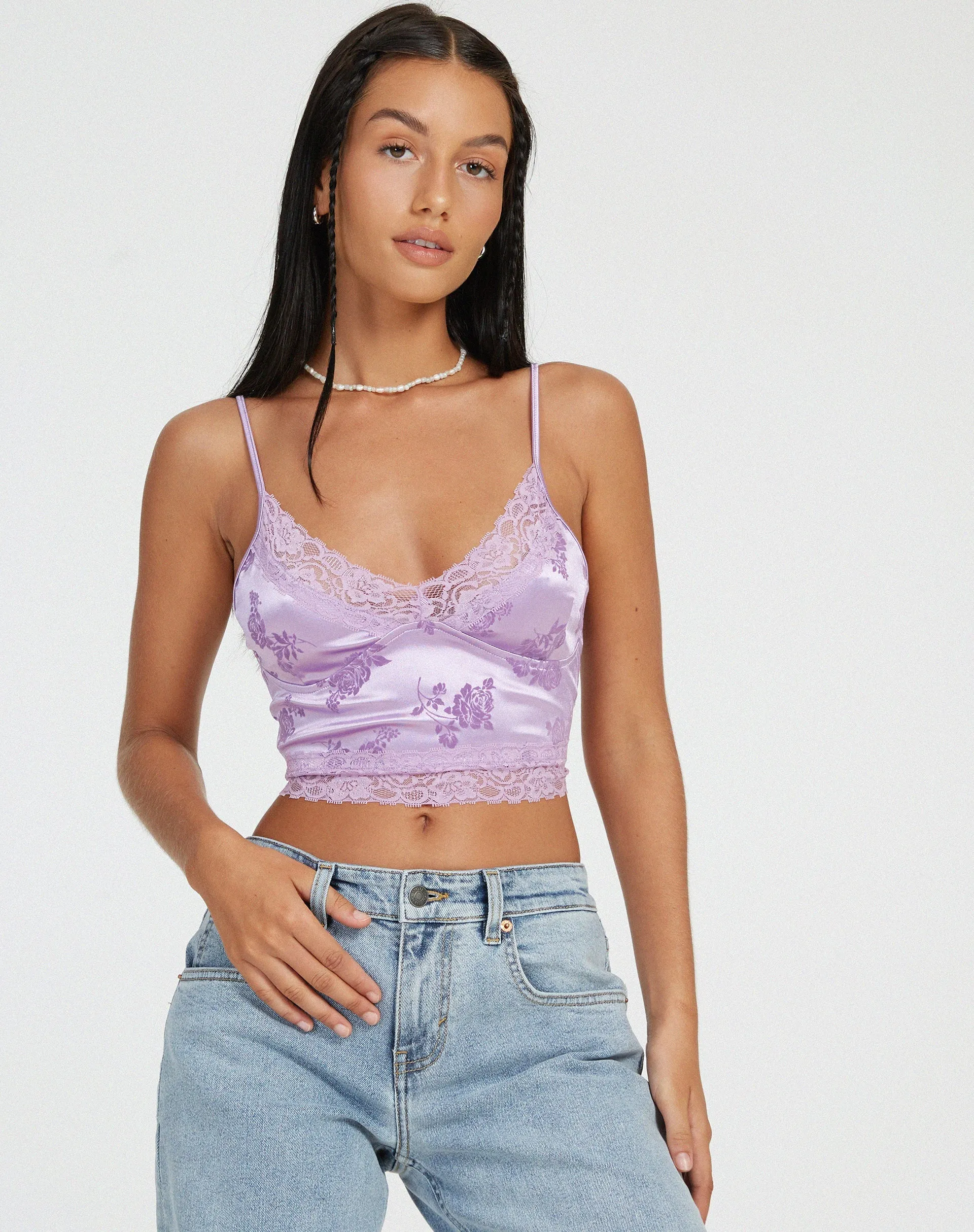 Dyrana Crop Top in Rose Flock Lilac sold by Motel Rocks product image thumbnail 4