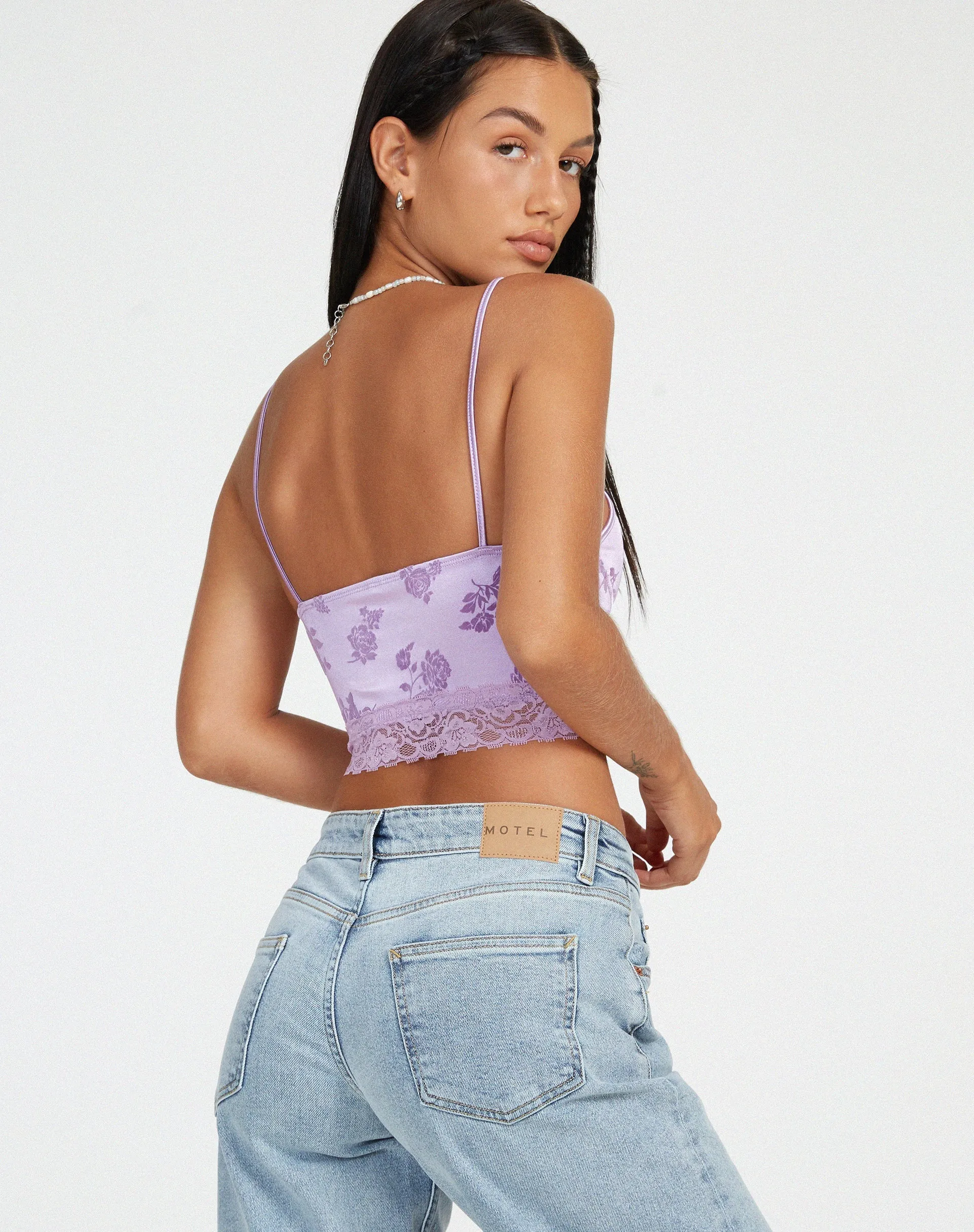 Dyrana Crop Top in Rose Flock Lilac sold by Motel Rocks product image thumbnail 2