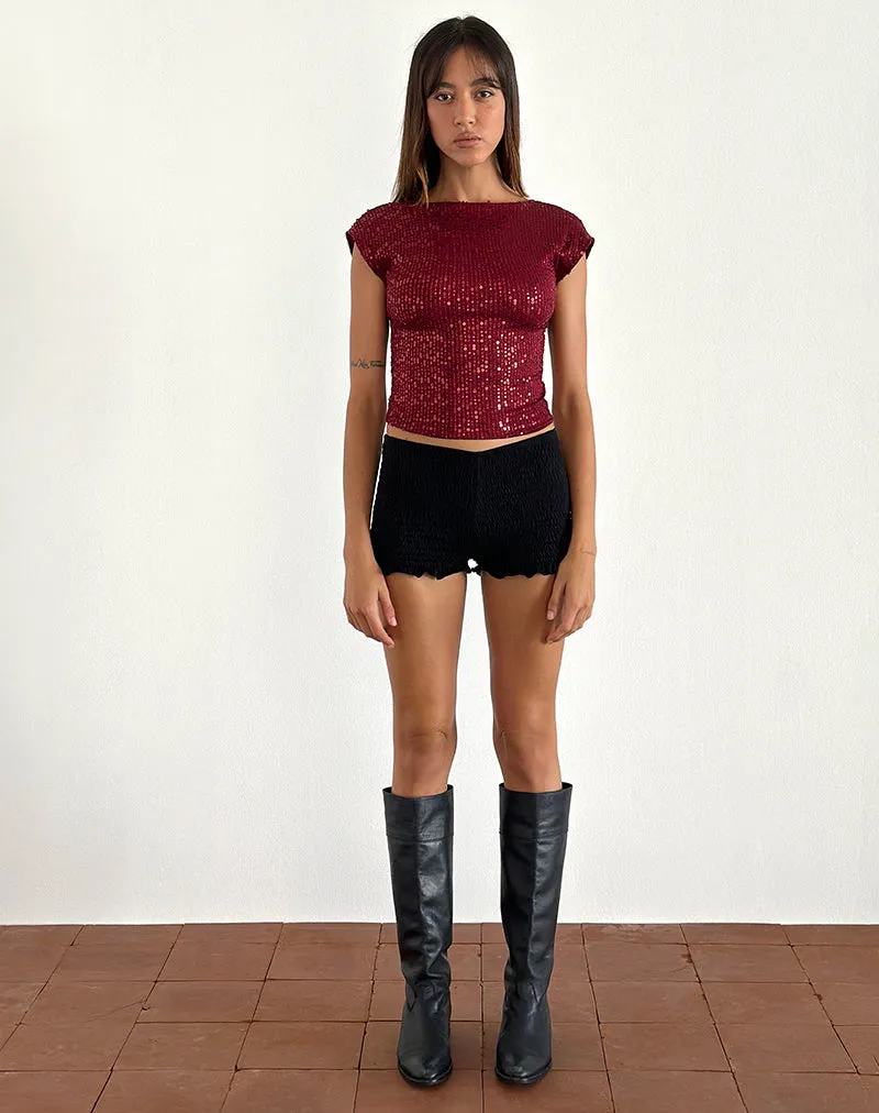 Erika Low Back Top in Gauzy Sequin Red sold by Motel Rocks product image thumbnail 3