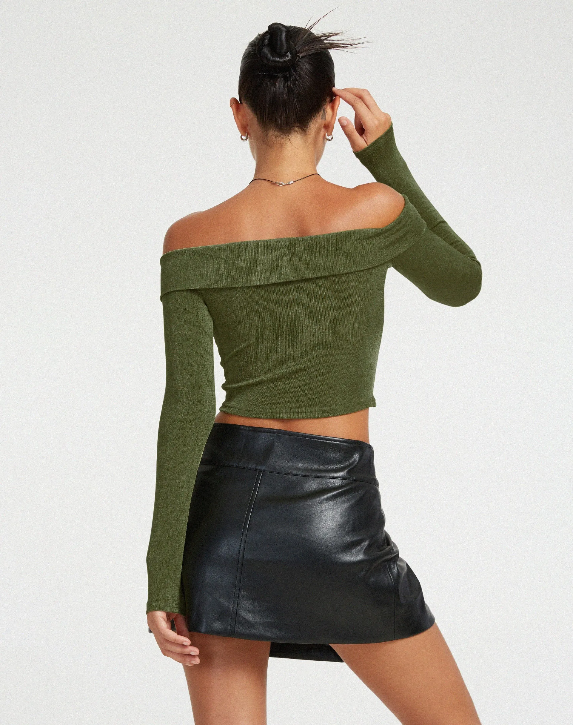 Nasari Crop Top in Khaki sold by Motel Rocks product image thumbnail 2