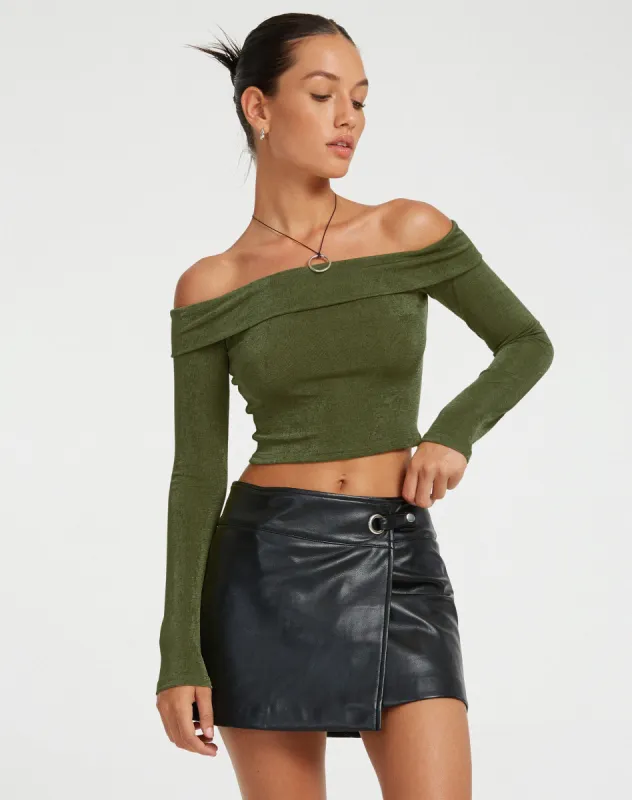 Nasari Crop Top in Khaki made by Motel Rocks