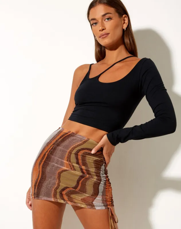 Analia Mini Skirt in Earthy Gradient sold by Motel Rocks