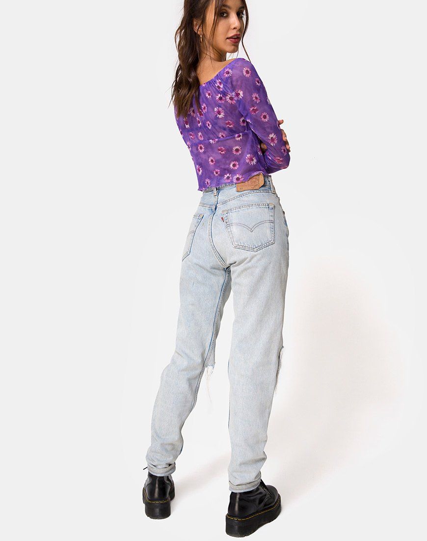 Janina Top in Daisy Daze Purple sold by Motel Rocks product image thumbnail 4