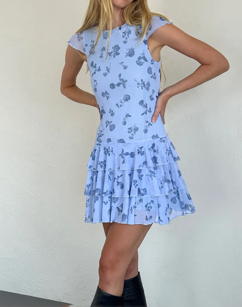 Mirtilo Mini Dress in Inky Blue Floral Mesh sold by Motel Rocks product image thumbnail 3