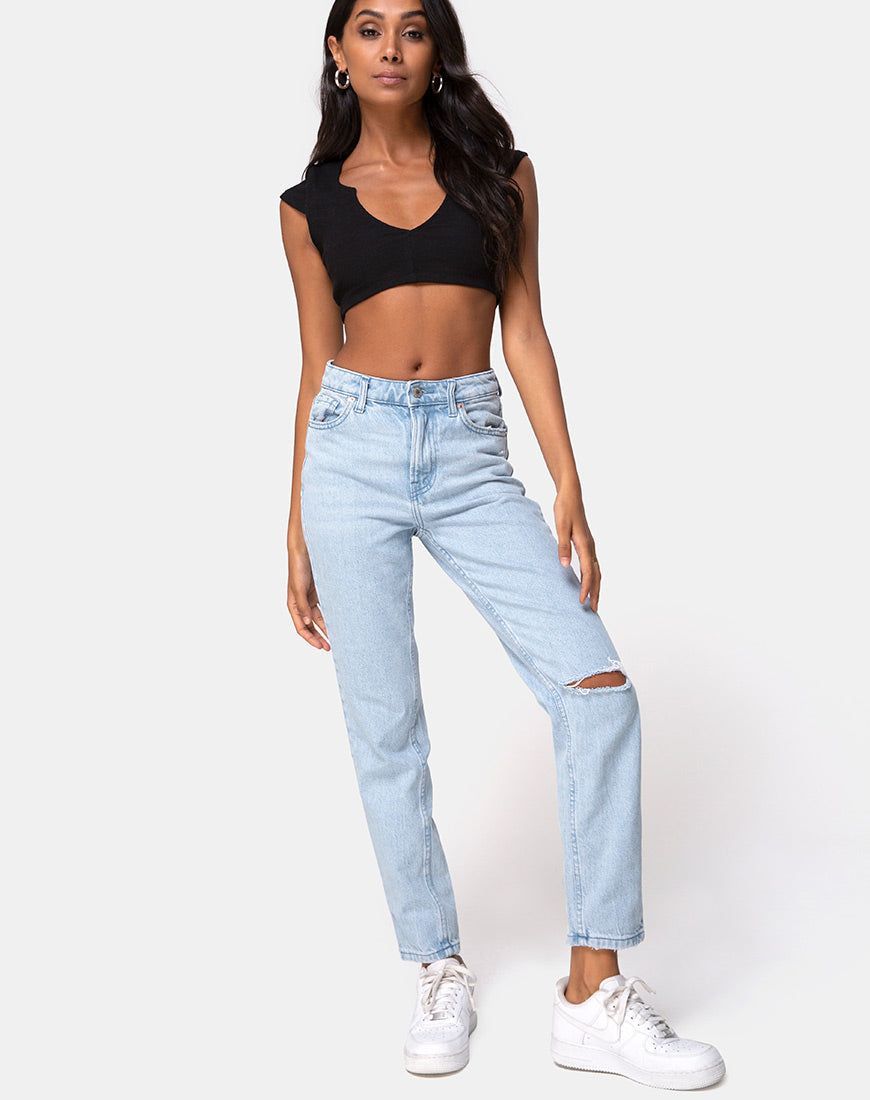 Guanna Crop Top in Rib Black sold by Motel Rocks product image thumbnail 3
